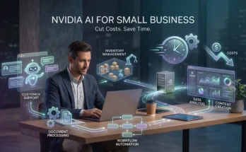 Small business owner using NVIDIA-powered AI tools to automate tasks, reduce costs, and save time