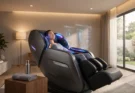 Cyber Relax AI massage chair providing personalized home recovery in a modern wellness room