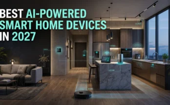 AI-powered smart home with connected intelligent devices in 2027.